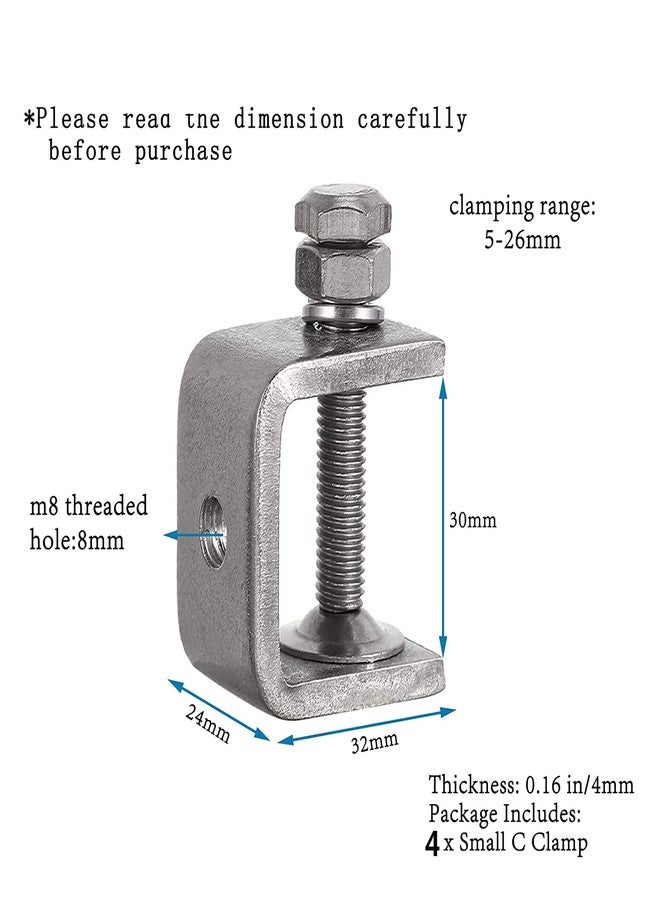 KYIEN 4Pieces 304 Stainless Steel C-Clamp Heavy Duty C-clamp Woodworking Welding Building Household Tiger Clamp G-Clamp - Image 2